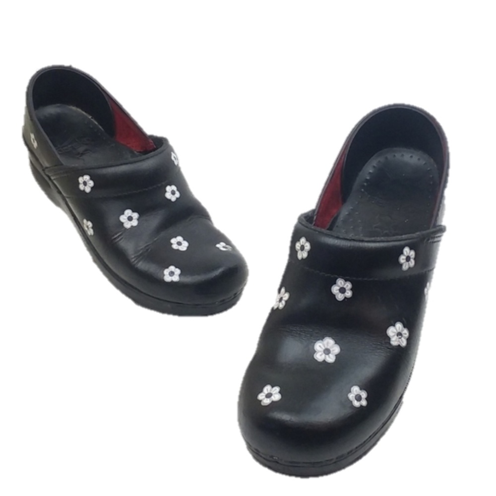 Dansko Professional Floral Black Clogs broken heel needs repair